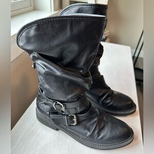 Blowfish Black Moto Boots with Buckle Detail